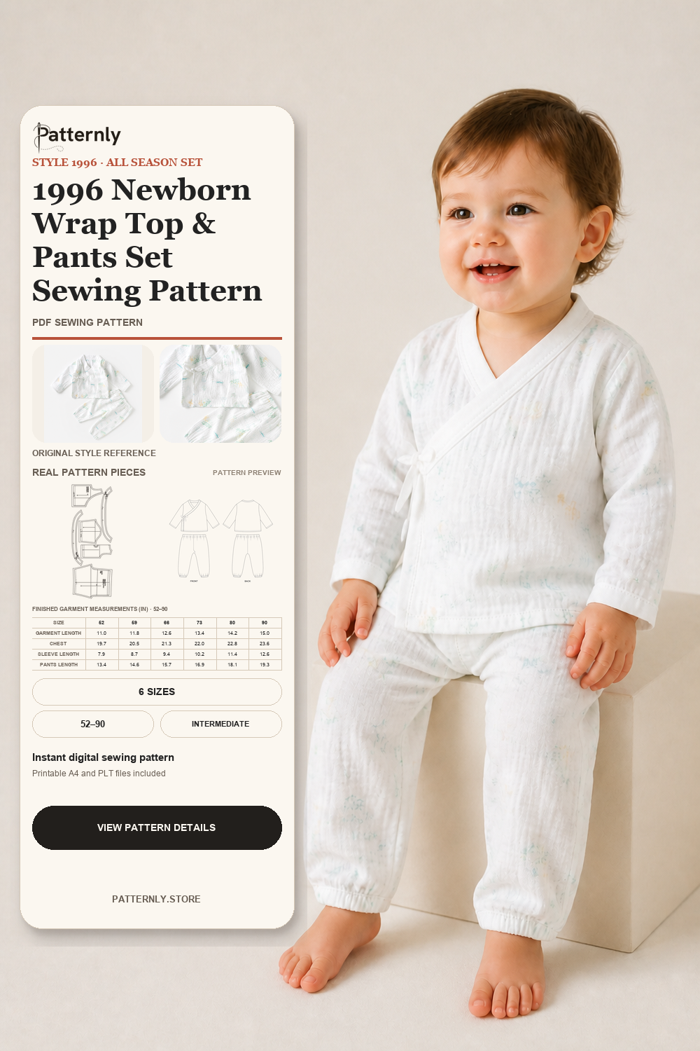 1996 Newborn Wrap Top & Pants Set Sewing Pattern cover