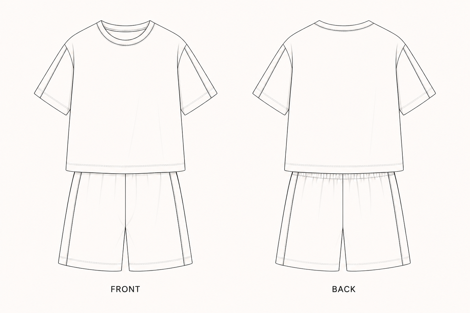 2005 Set Sewing Pattern front and back technical drawing