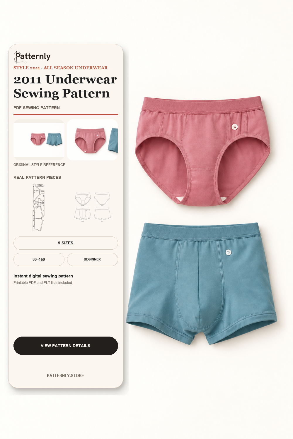 Children's Briefs and Boxer Briefs Sewing Pattern 2011 cover