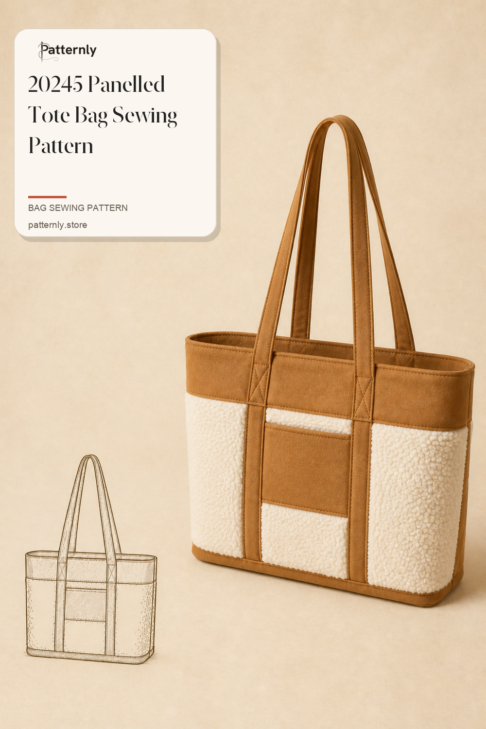 20245 Panelled Tote Bag Sewing Pattern cover