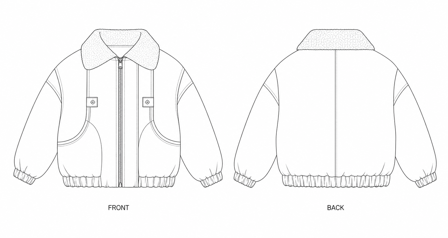 2025 Coat Sewing Pattern front and back technical drawing