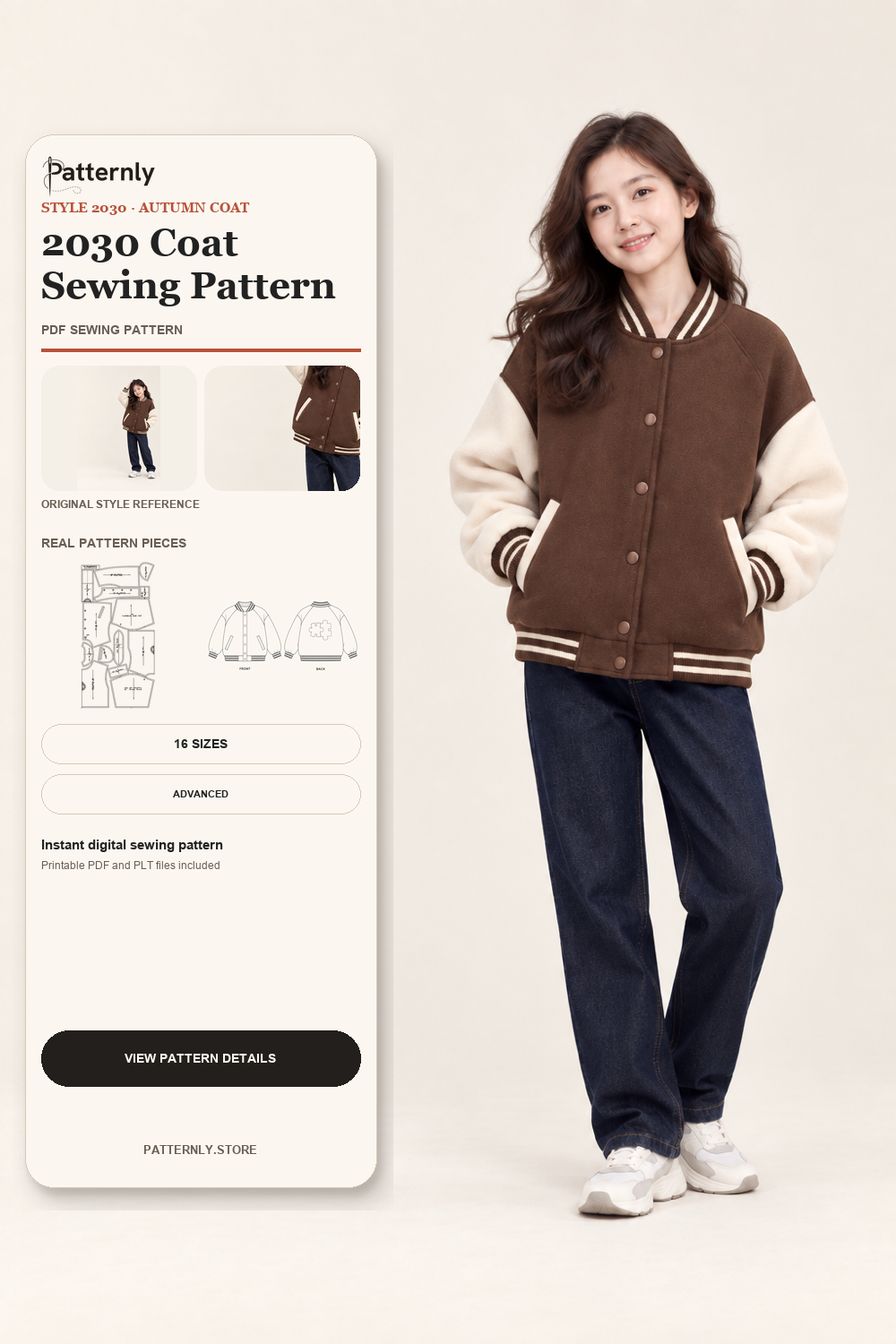 Family Padded Baseball Jacket Sewing Pattern 2030 cover