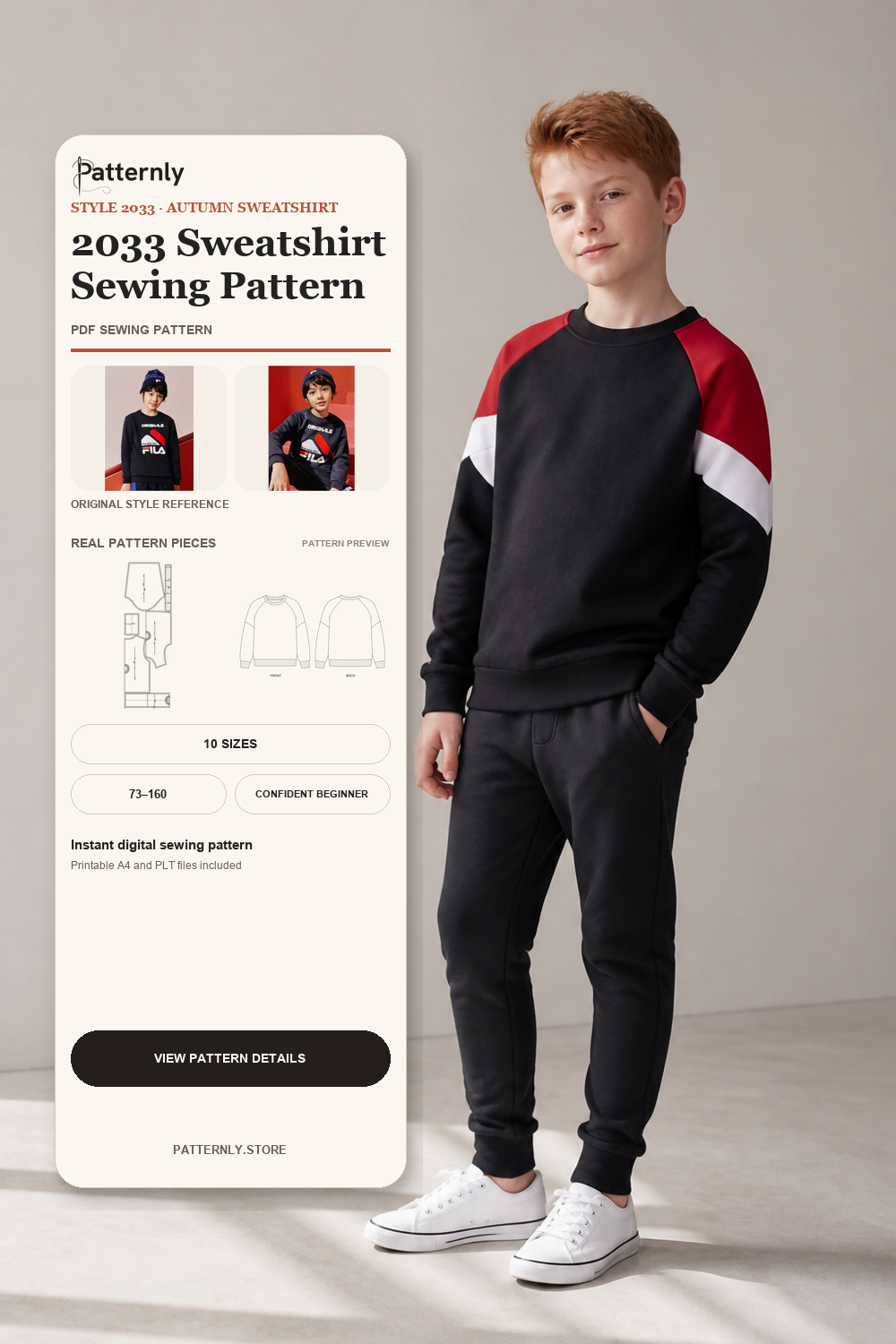 Children's Fitted Sweatshirt Sewing Pattern 2033 cover