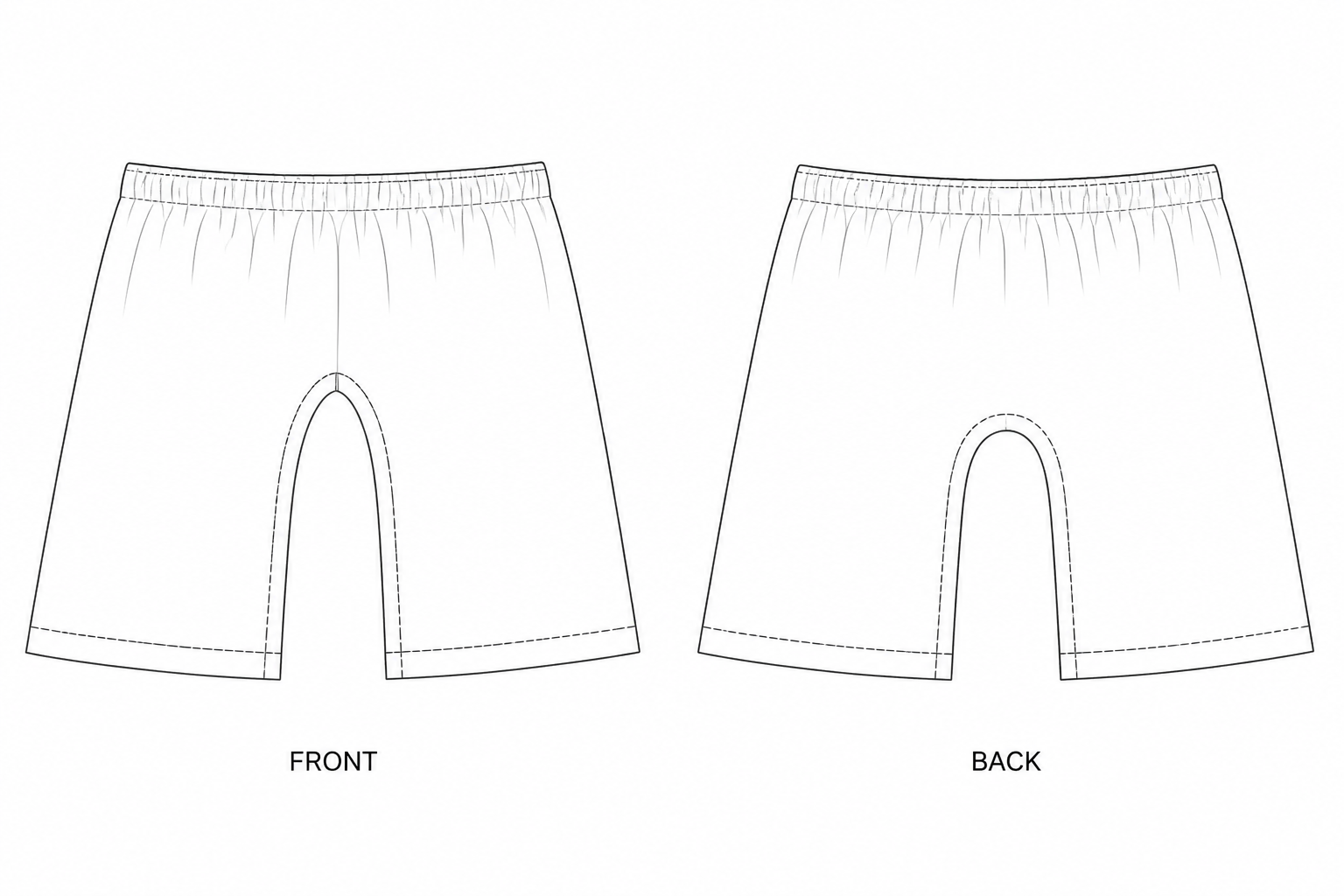 2070 Baby Summer Split-Crotch Pants Sewing Pattern | Baby summer split-crotch pants front and back technical drawing