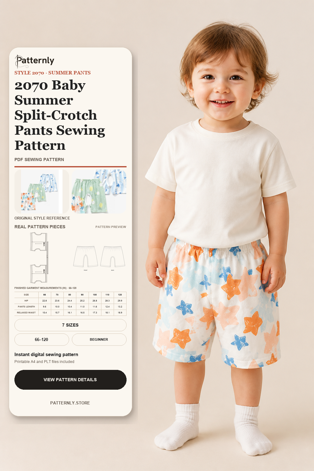 2070 Baby Summer Split-Crotch Pants Sewing Pattern cover