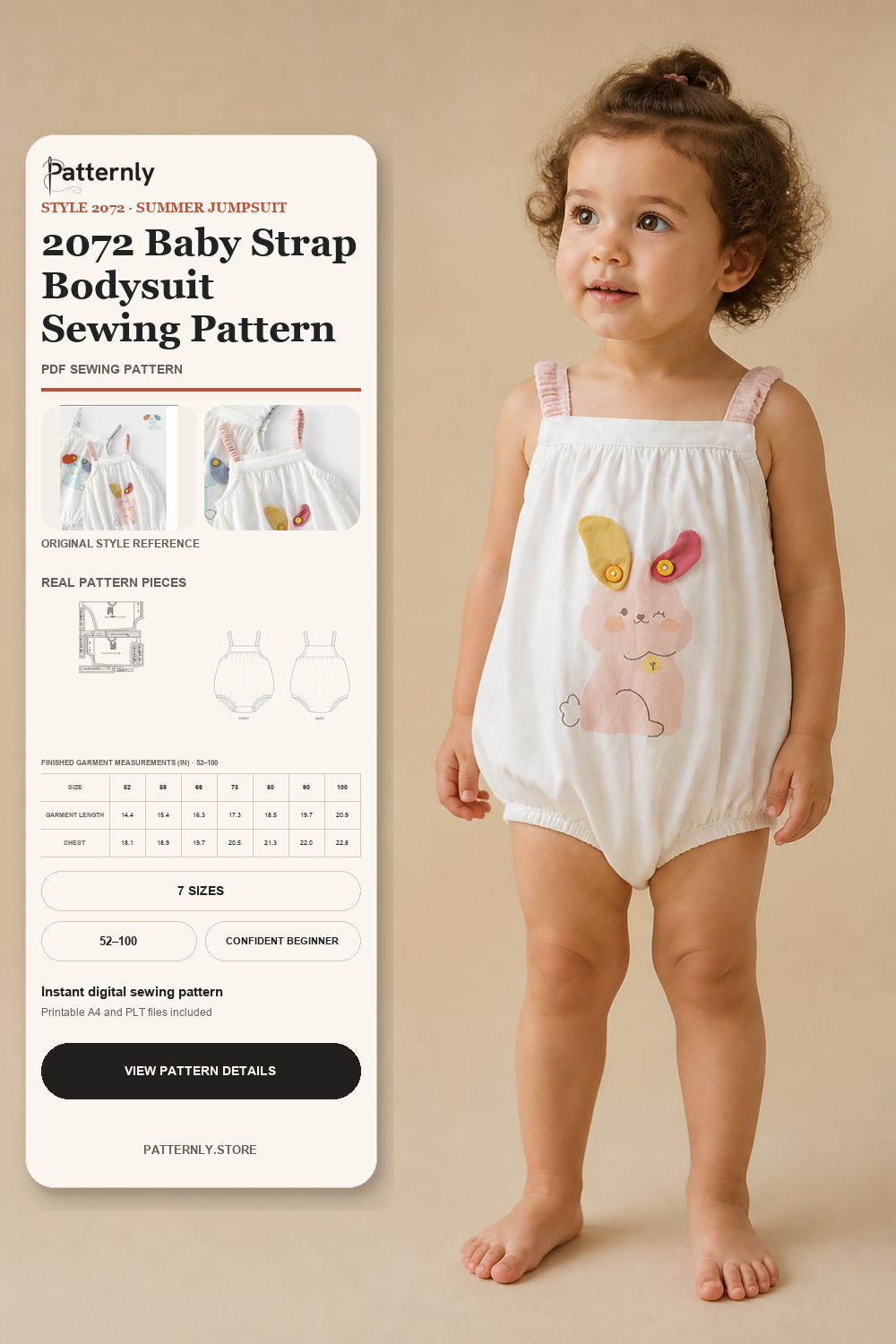2072 Baby Strap Bodysuit Sewing Pattern cover