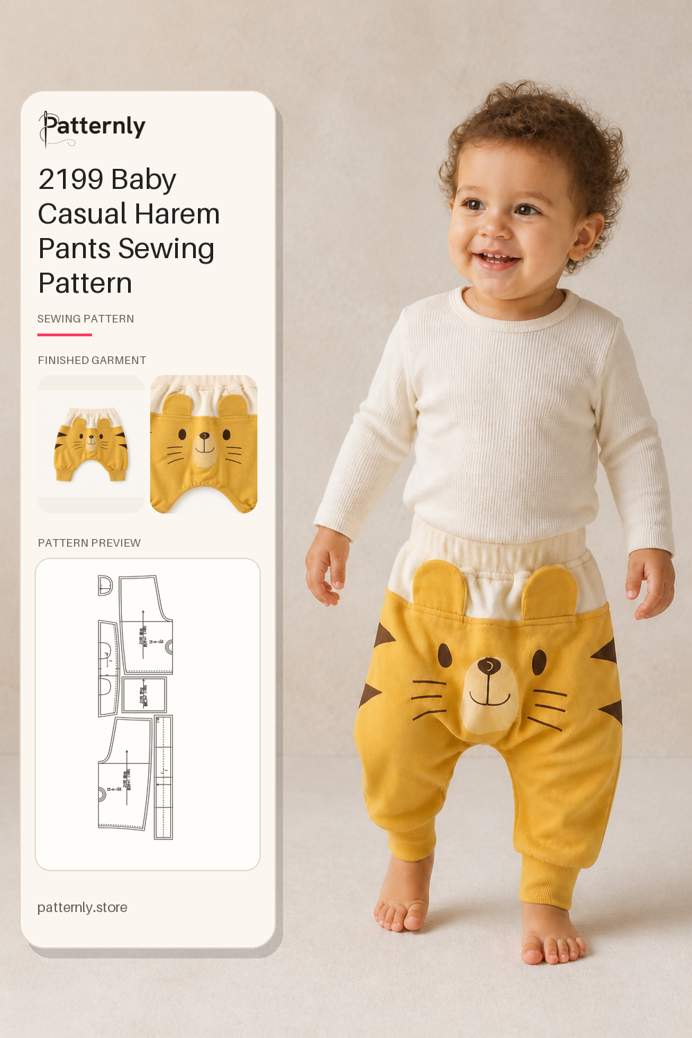 2199 Baby Casual Harem Pants Sewing Pattern cover