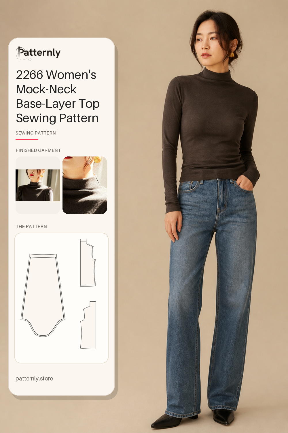 2266 Women's Mock-Neck Base-Layer Top Sewing Pattern cover