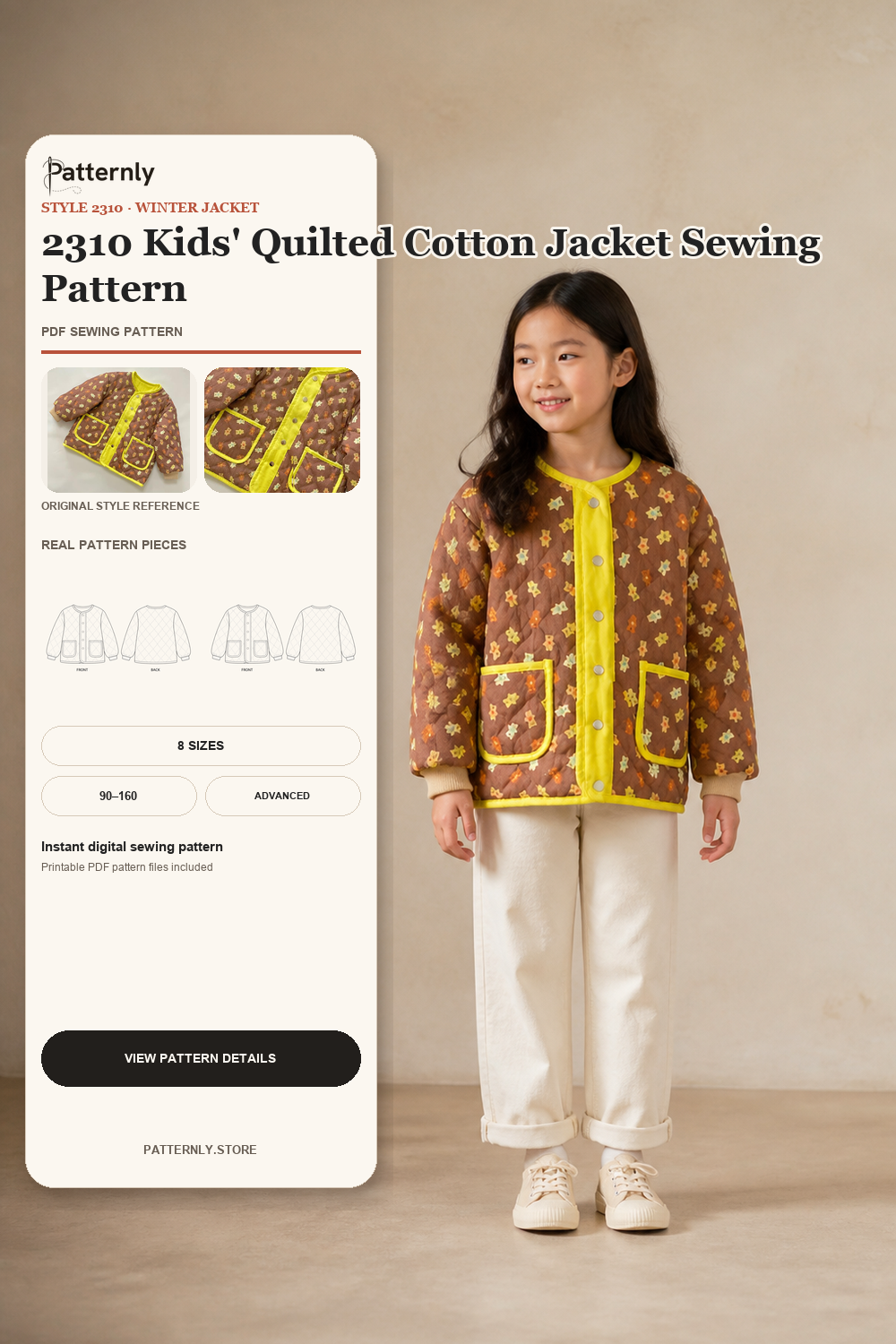 2310 Kids' Quilted Cotton Jacket Sewing Pattern cover