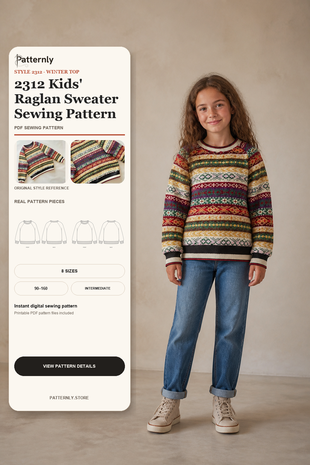2312 Kids' Raglan Sweater Sewing Pattern cover