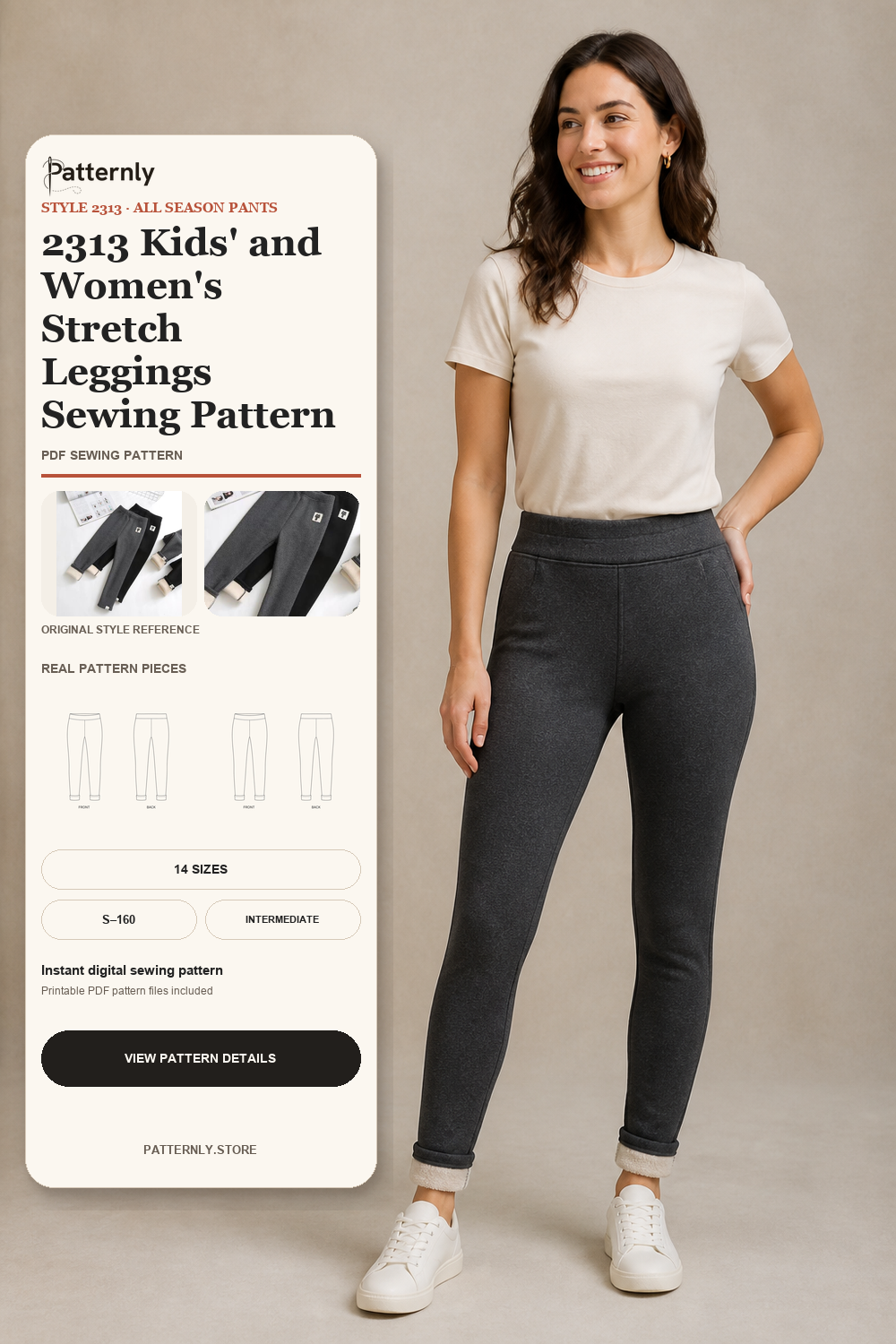 2313 Kids' and Women's Stretch Leggings Sewing Pattern cover