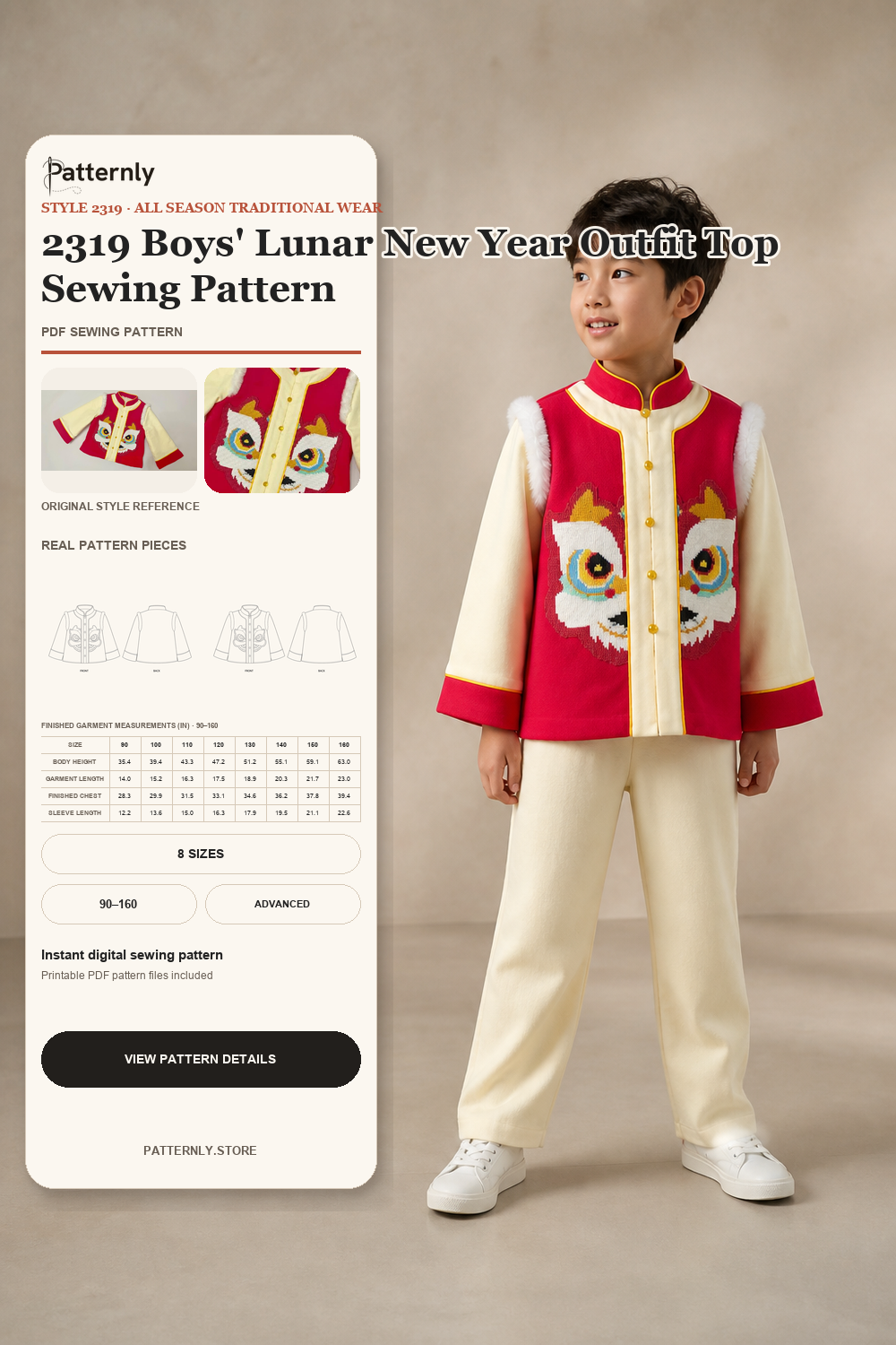 2319 Boys' Lunar New Year Outfit Top Sewing Pattern cover