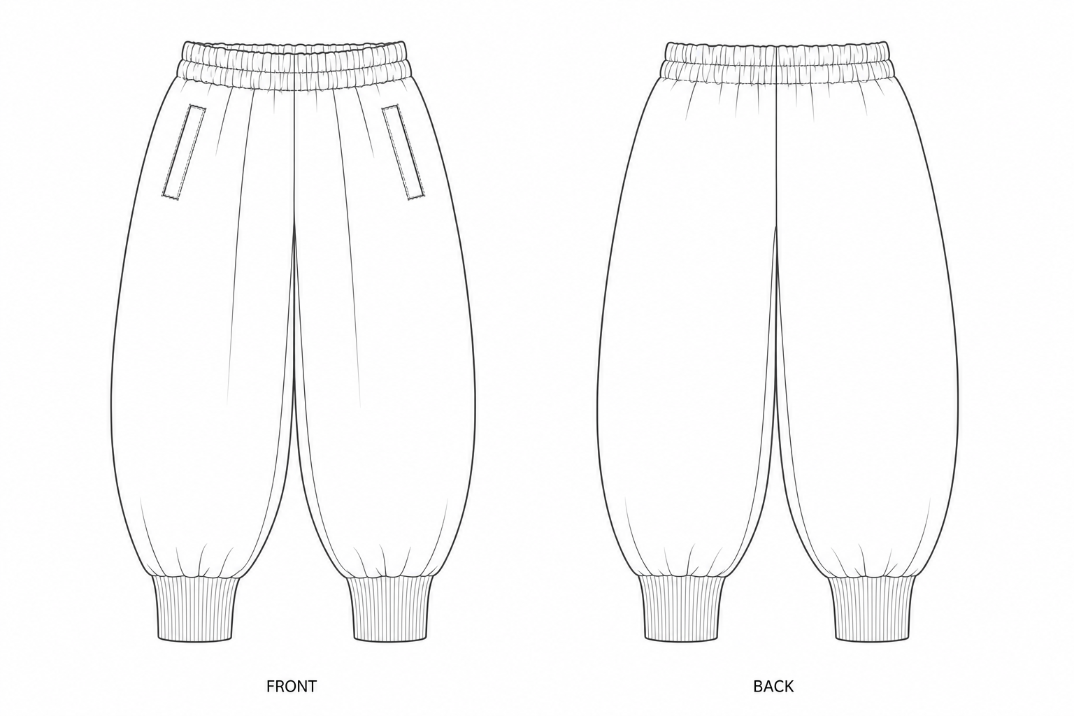 pattern-2320 front and back technical drawing
