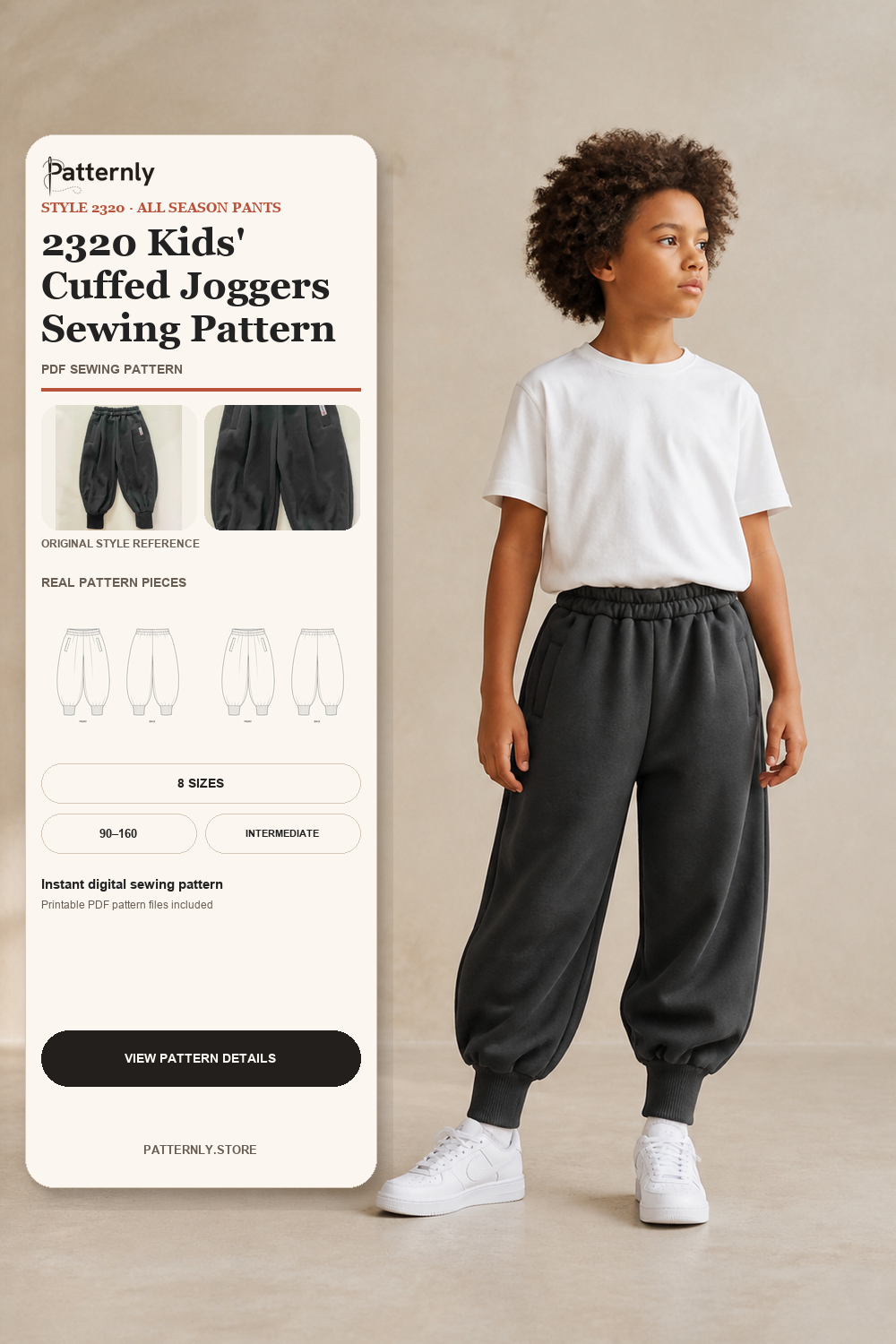 2320 Kids' Cuffed Joggers Sewing Pattern cover