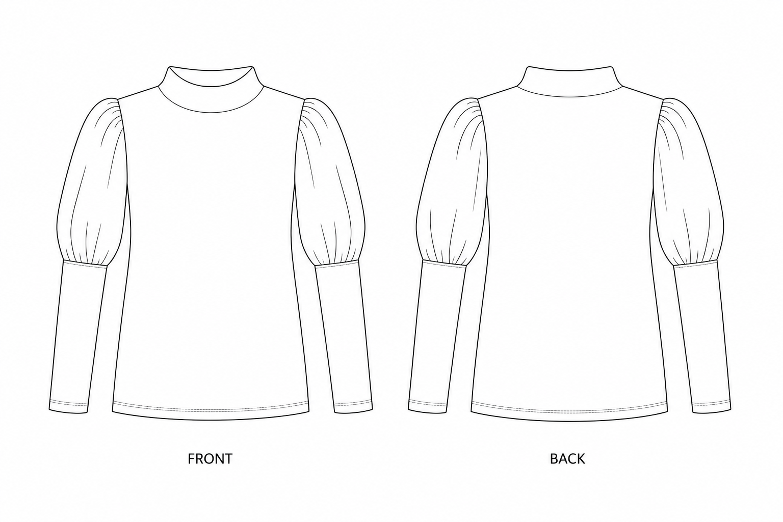 pattern-2322 front and back technical drawing