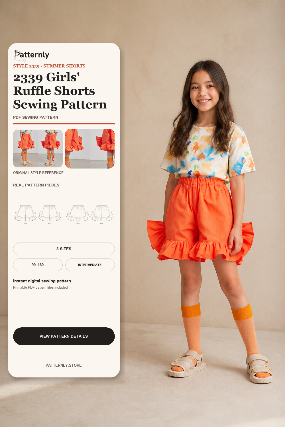 2339 Girls' Ruffle Shorts Sewing Pattern cover
