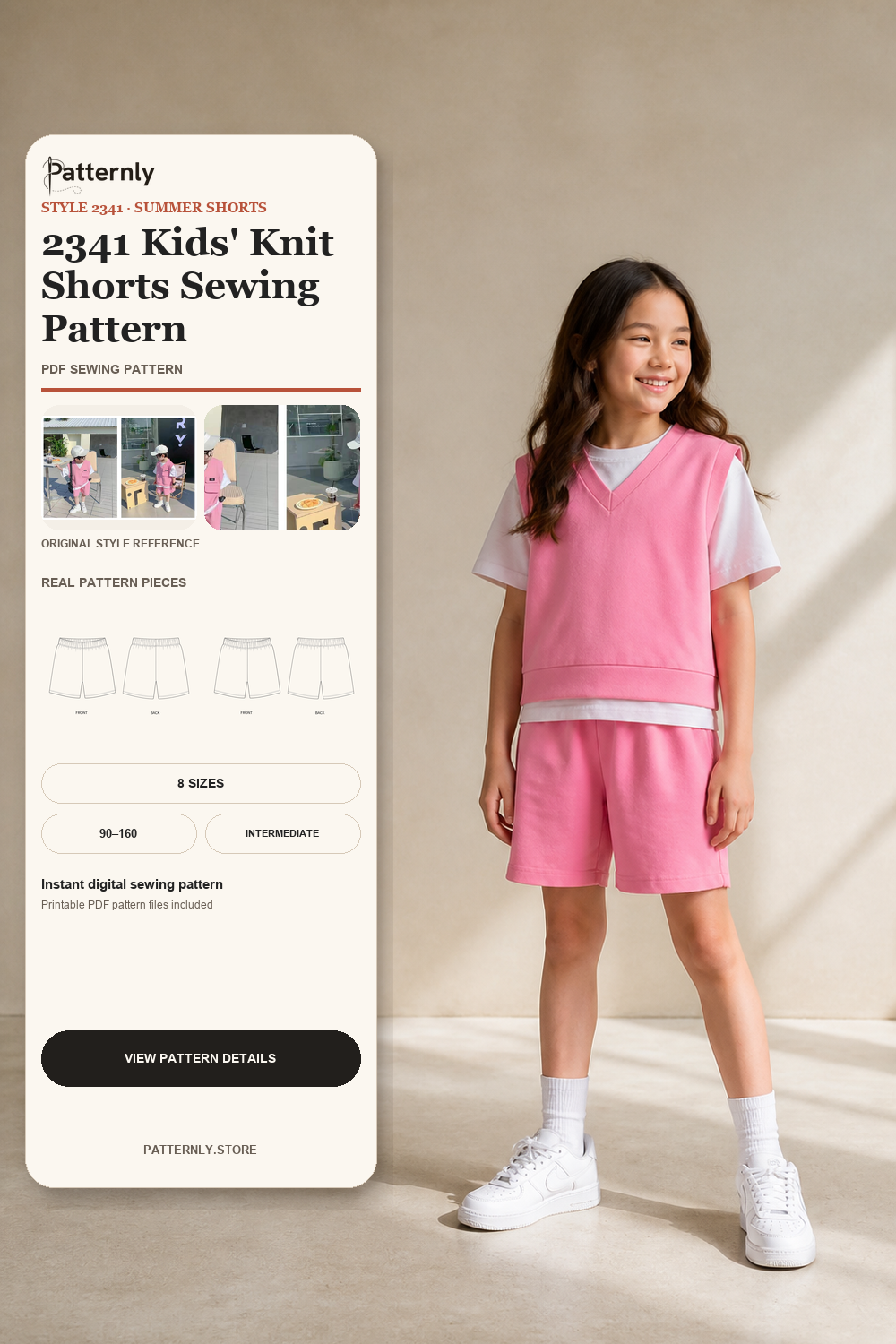 2341 Kids' Knit Shorts Sewing Pattern cover