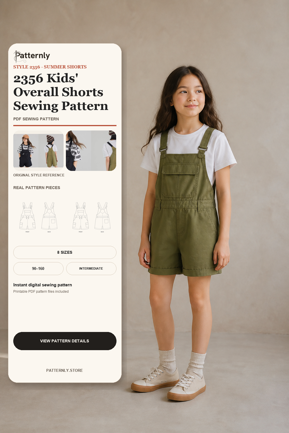 2356 Kids' Overall Shorts Sewing Pattern cover