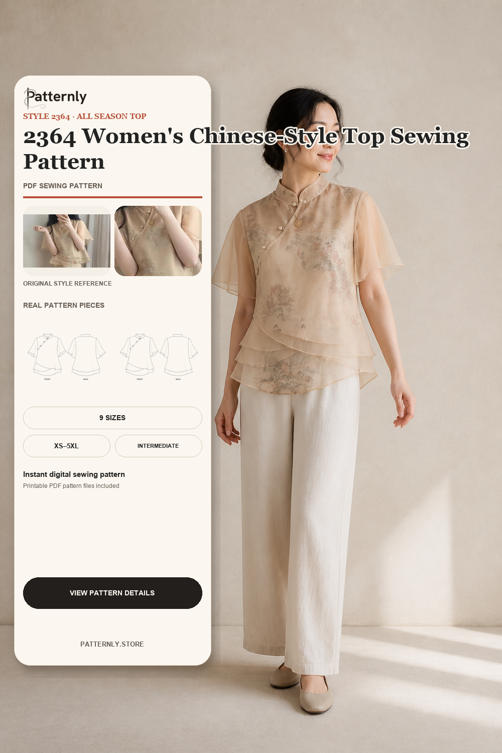 2364 Women's Chinese-Style Top Sewing Pattern cover