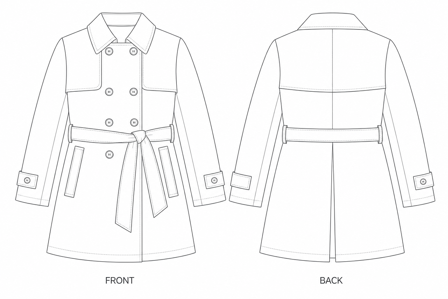 pattern-2401 front and back technical drawing