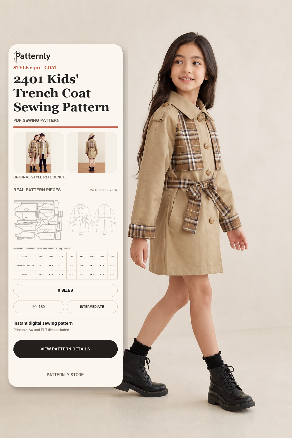 2401 Kids' Trench Coat Sewing Pattern cover