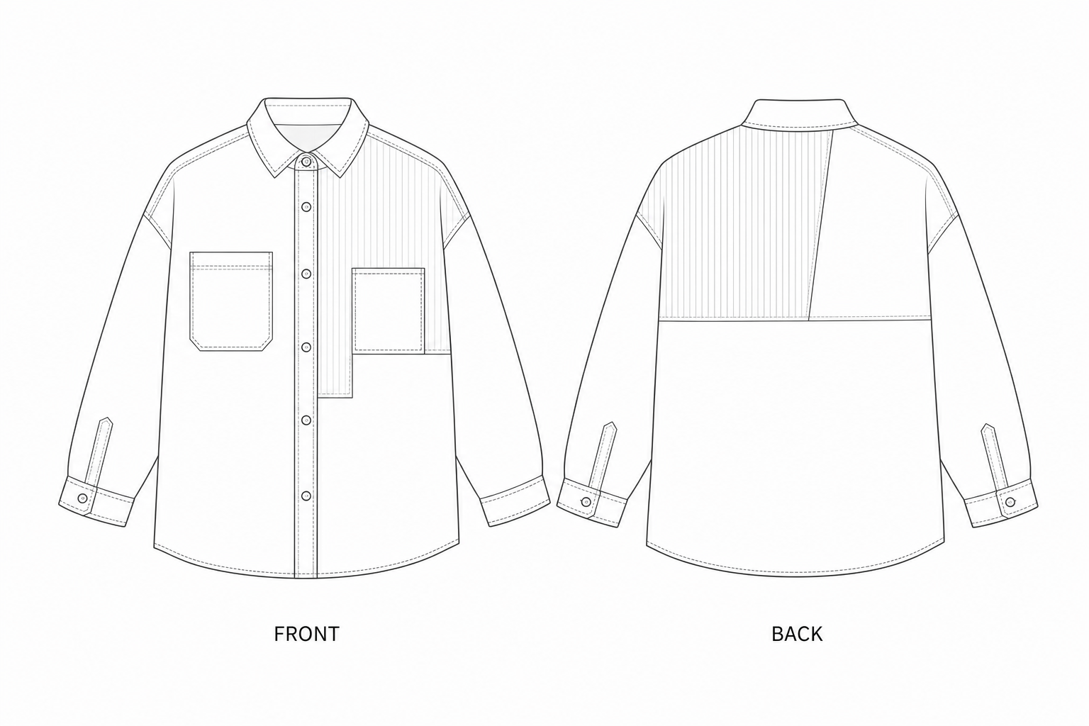 pattern-2407 front and back technical drawing