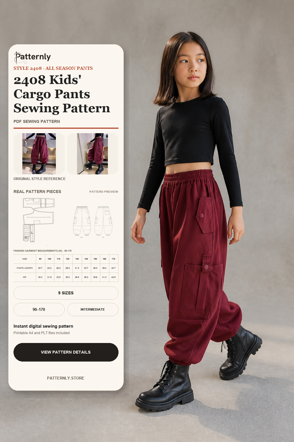 2408 Kids' Cargo Pants Sewing Pattern cover