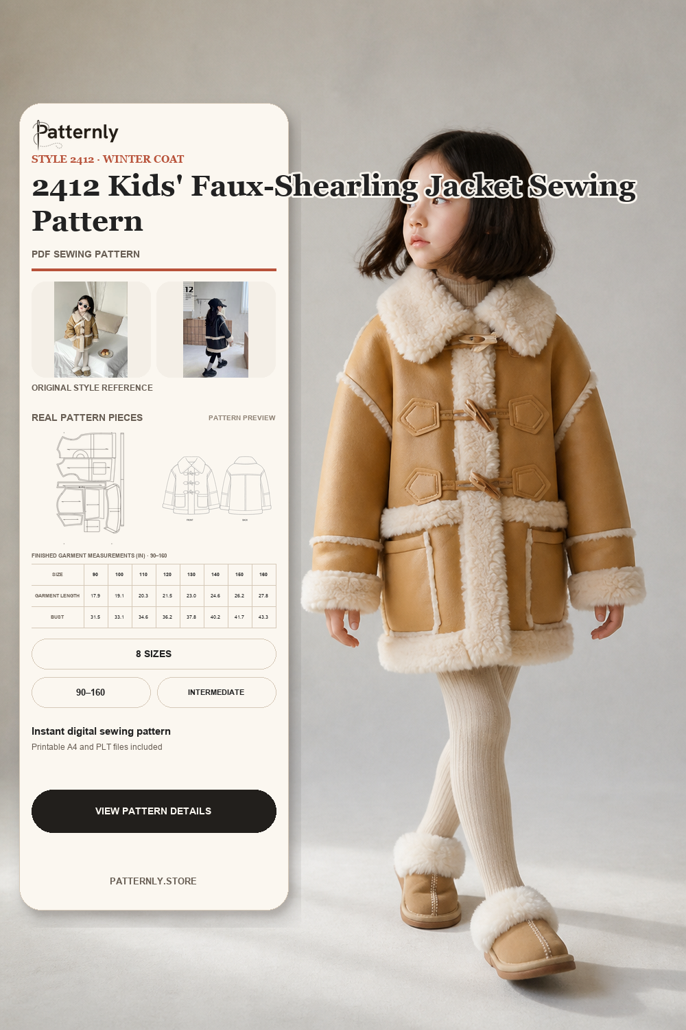 2412 Kids' Faux-Shearling Jacket Sewing Pattern cover