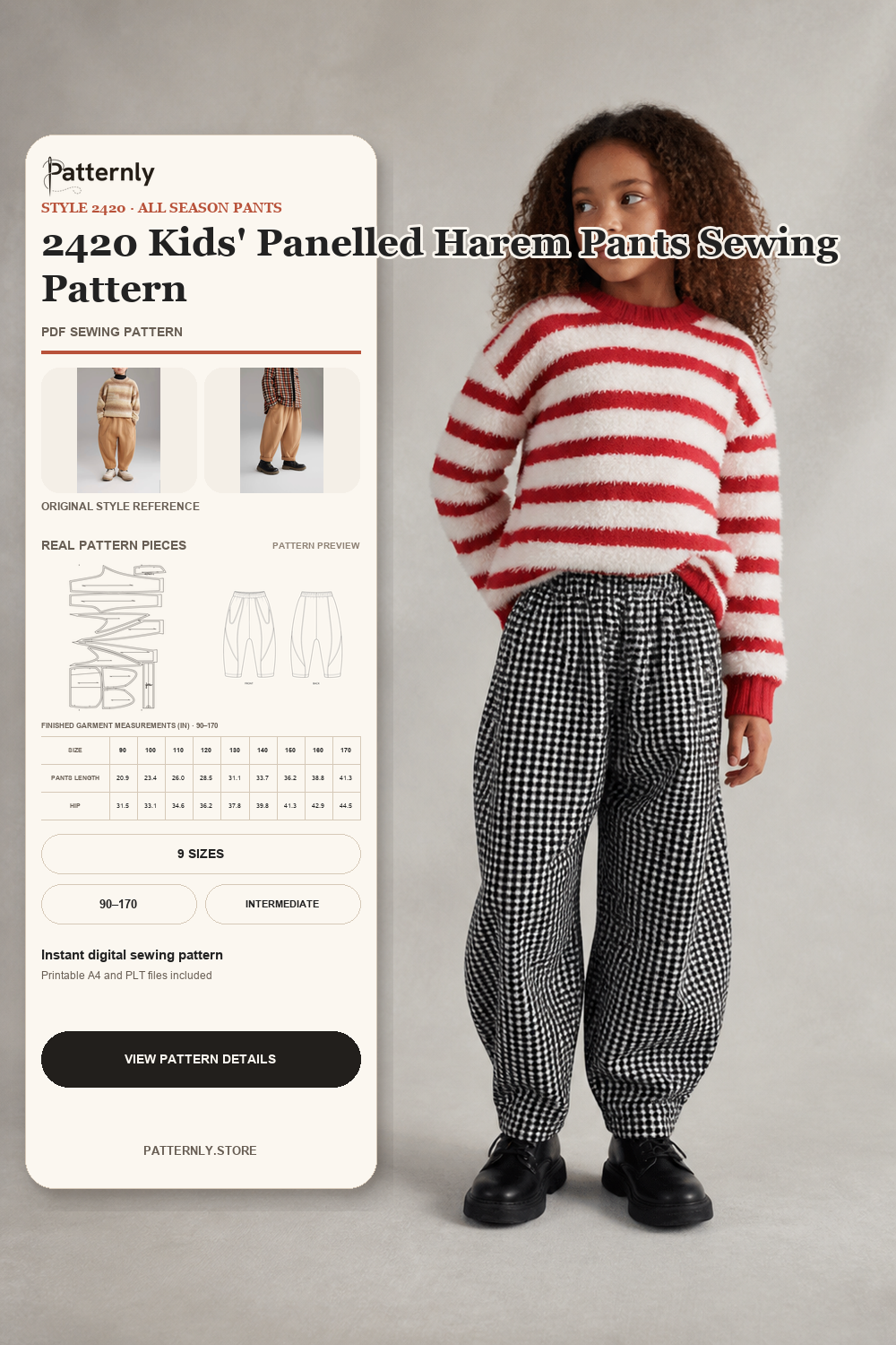 2420 Kids' Panelled Harem Pants Sewing Pattern cover