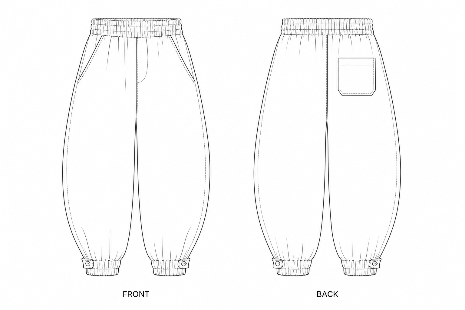 pattern-2421 front and back technical drawing