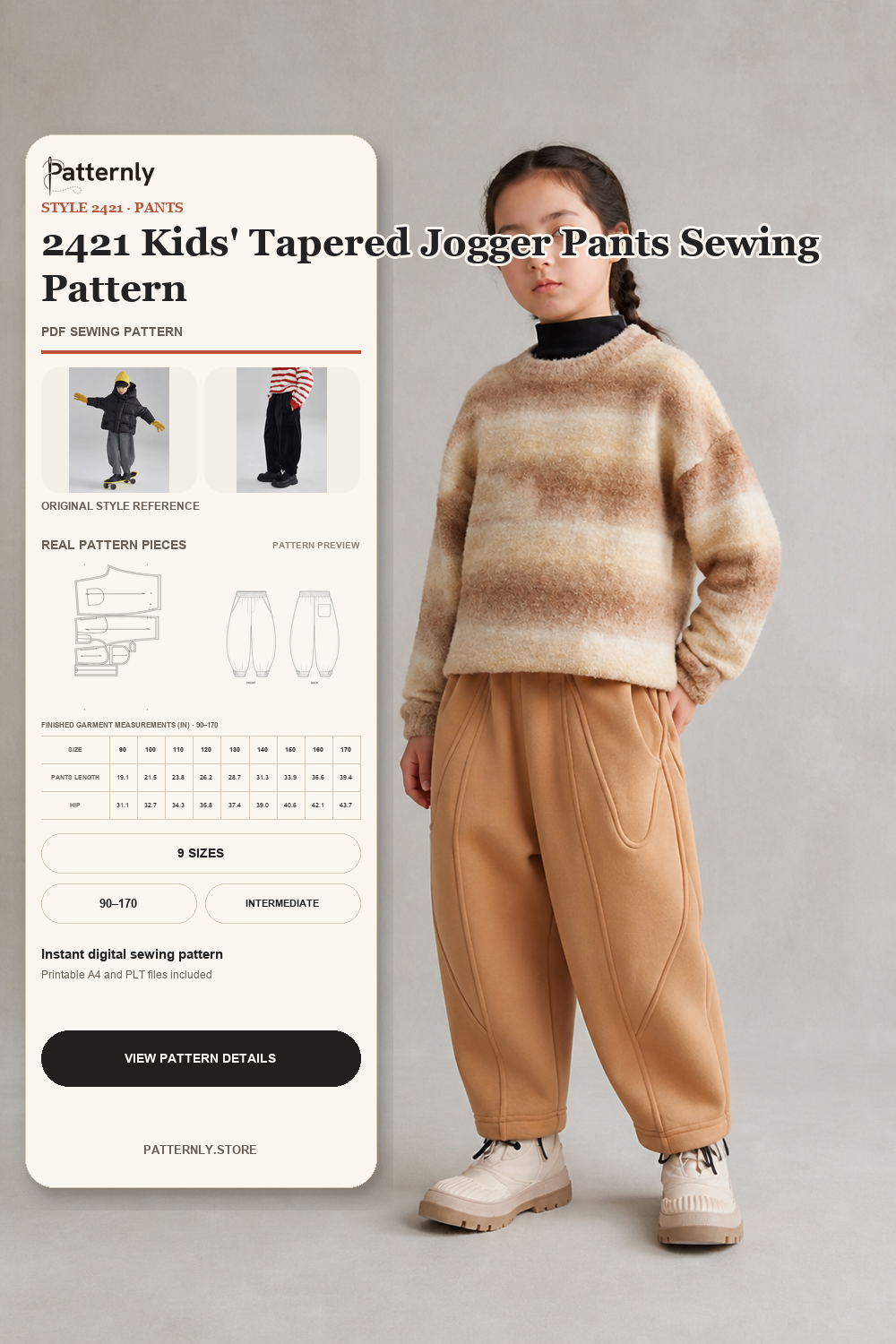2421 Kids' Tapered Jogger Pants Sewing Pattern cover