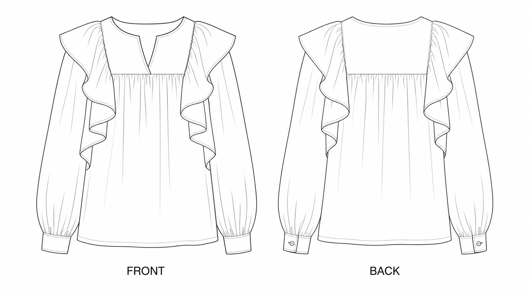 pattern-2425 front and back technical drawing