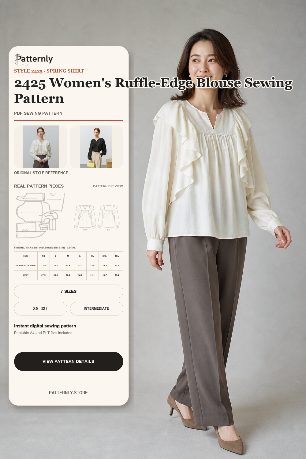 2425 Women's Ruffle-Edge Blouse Sewing Pattern cover