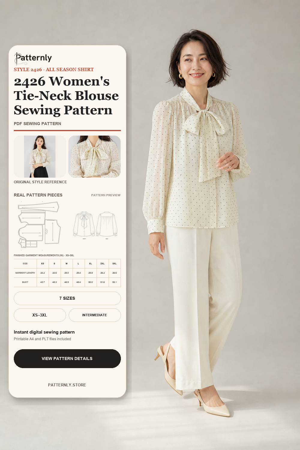 2426 Women's Tie-Neck Blouse Sewing Pattern cover