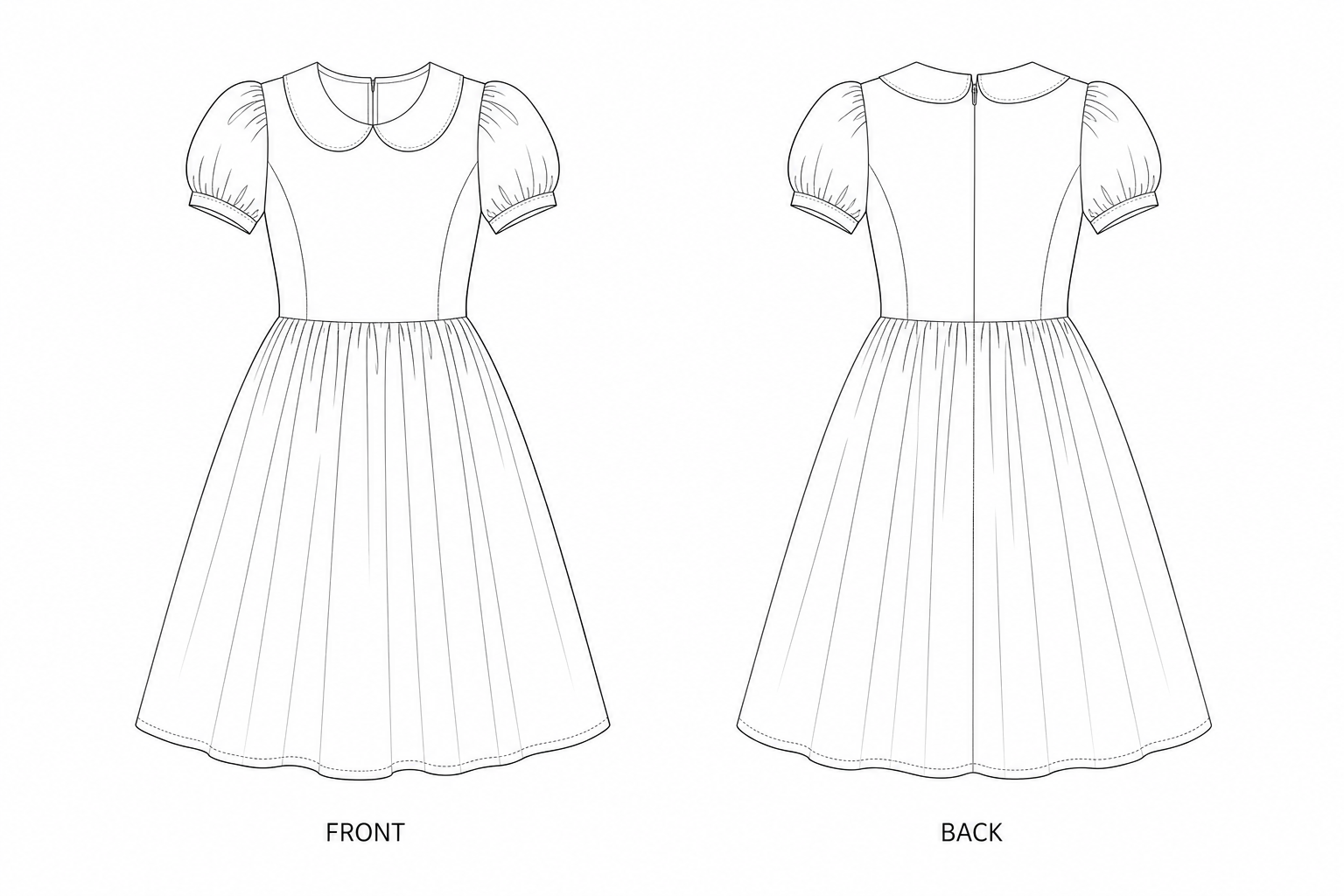 pattern-2468 front and back technical drawing