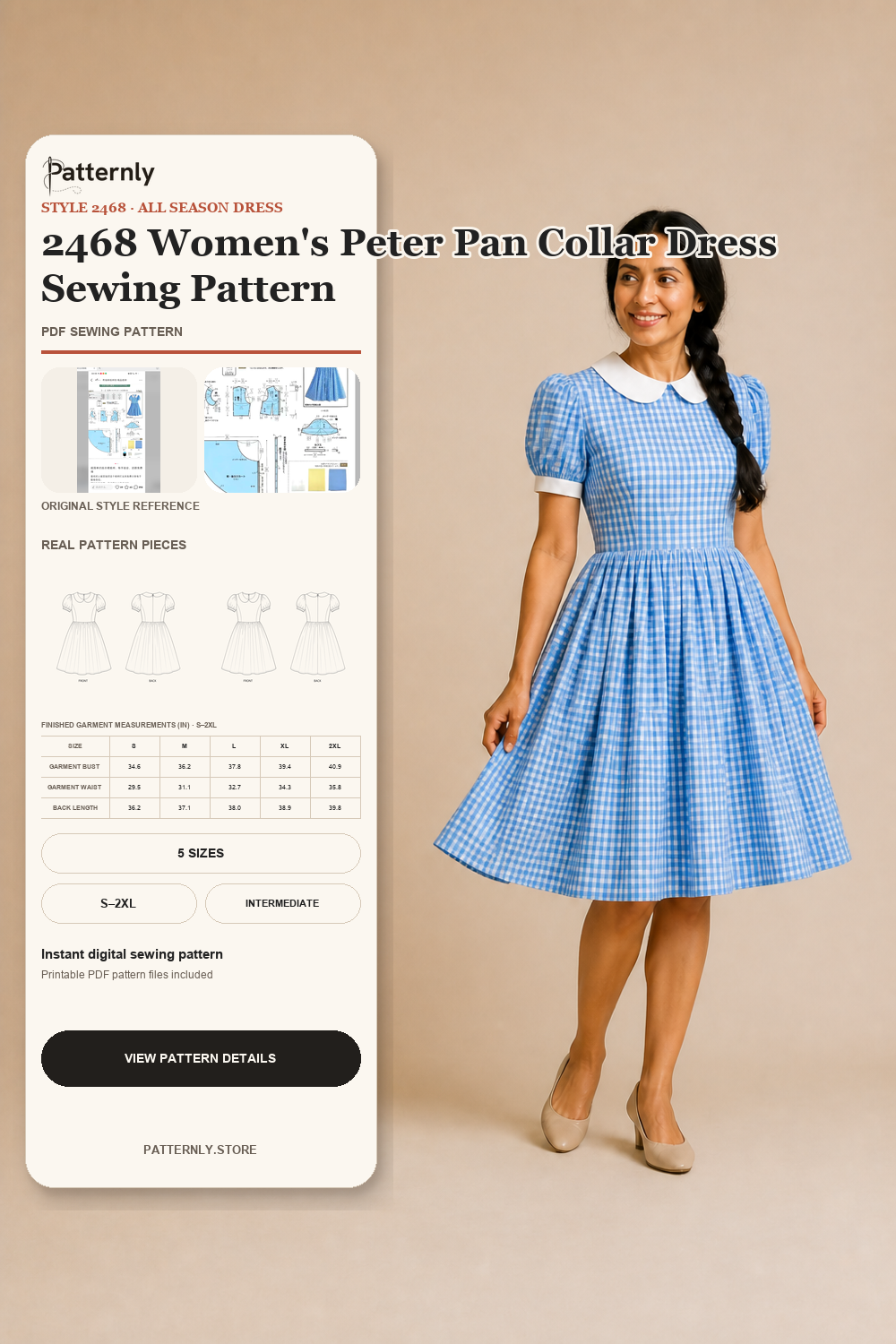 2468 Women's Peter Pan Collar Dress Sewing Pattern cover