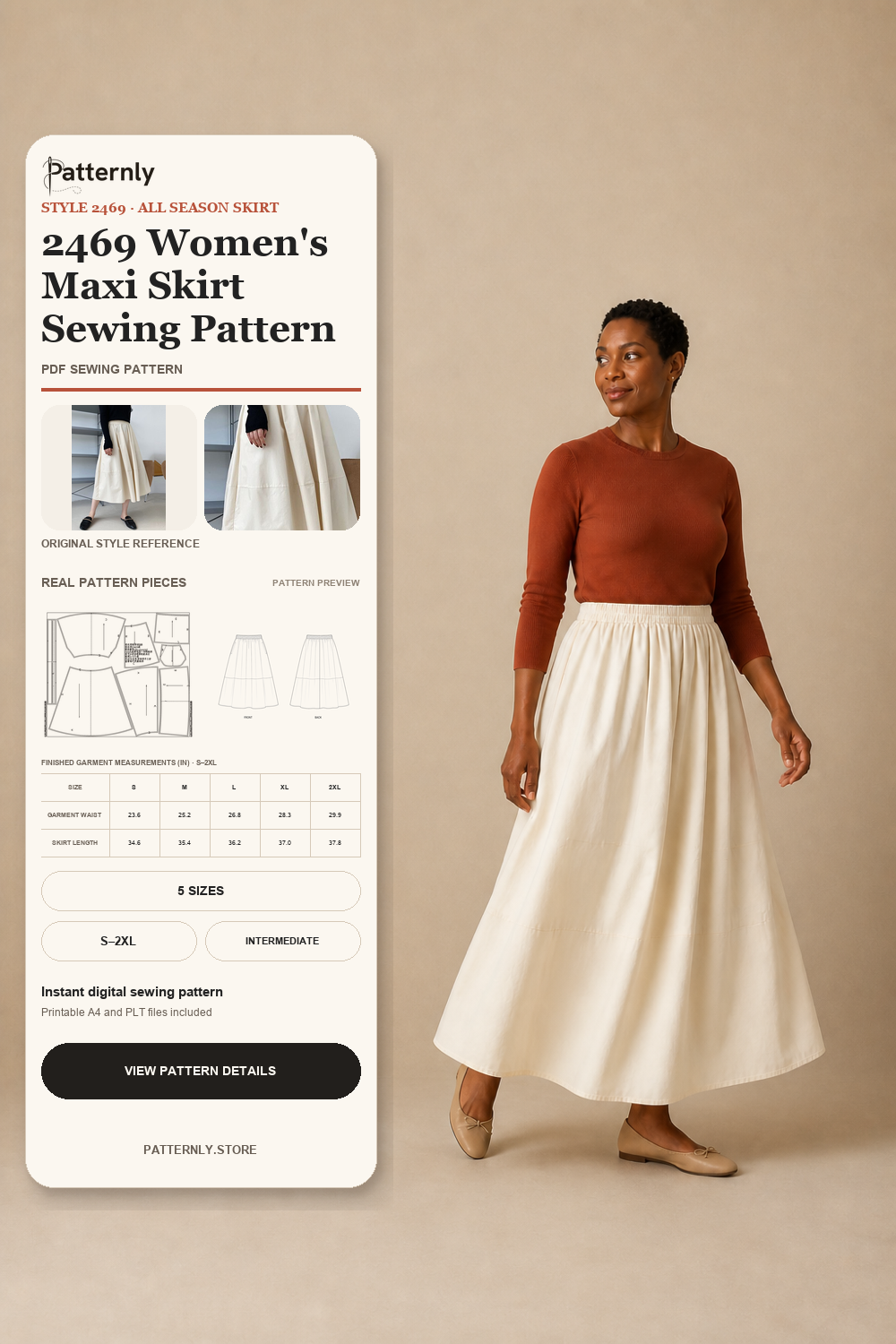 2469 Women's Maxi Skirt Sewing Pattern cover