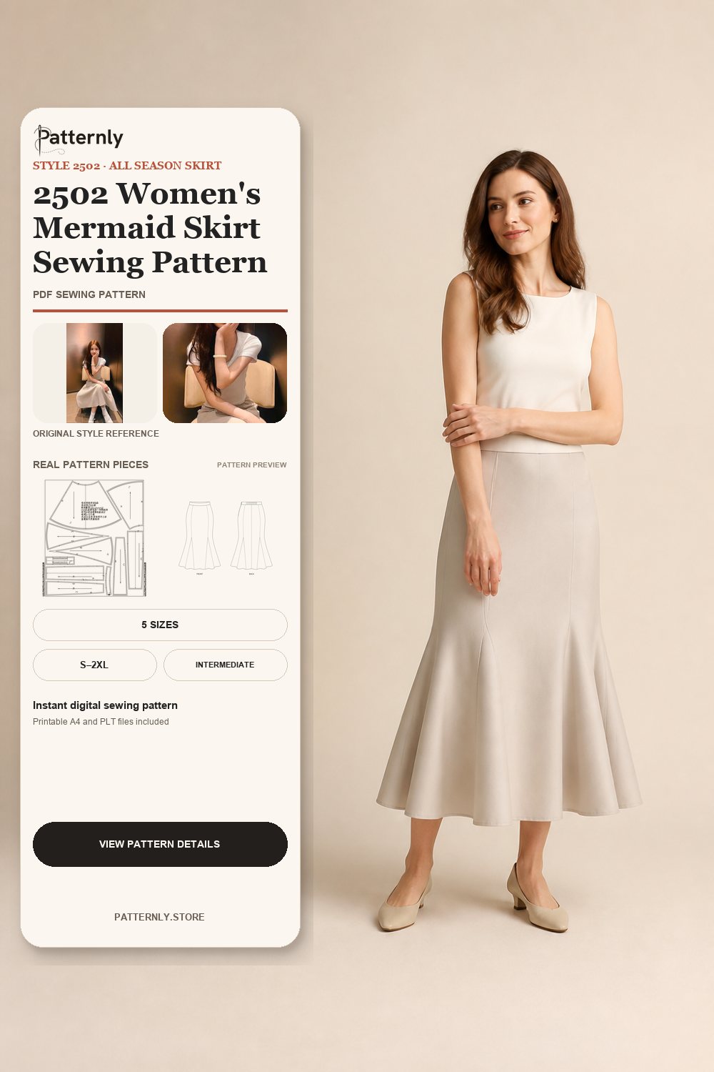 2502 Women's Mermaid Skirt Sewing Pattern cover