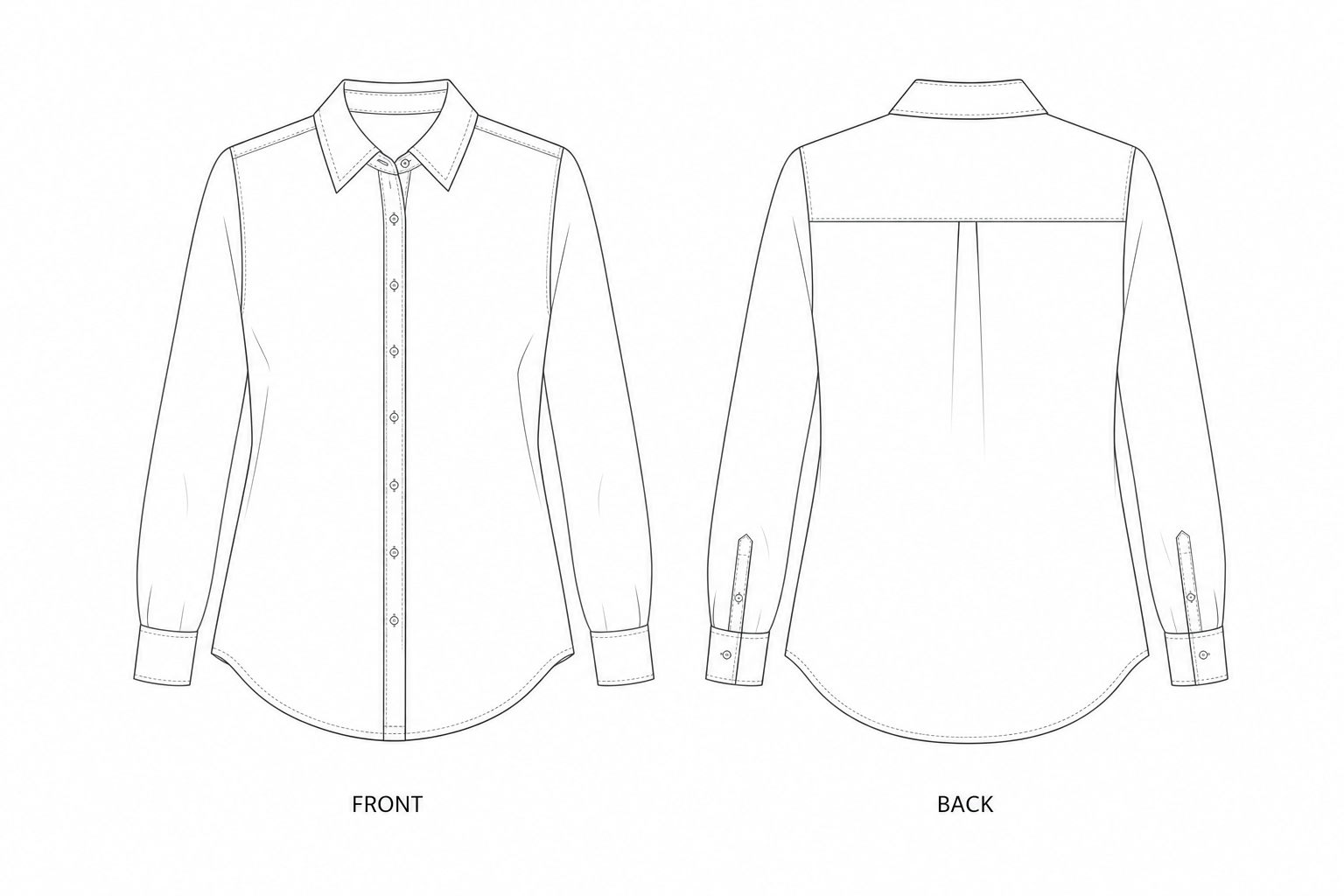 pattern-2503 front and back technical drawing
