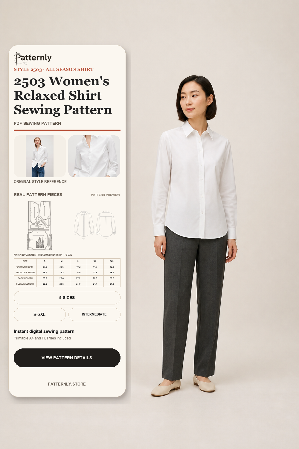 2503 Women's Relaxed Shirt Sewing Pattern cover