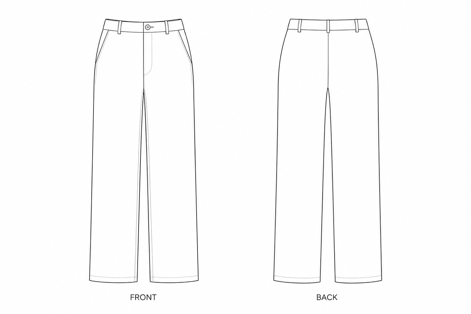 2508 Women's Straight-Leg Trousers Sewing Pattern front and back technical drawing
