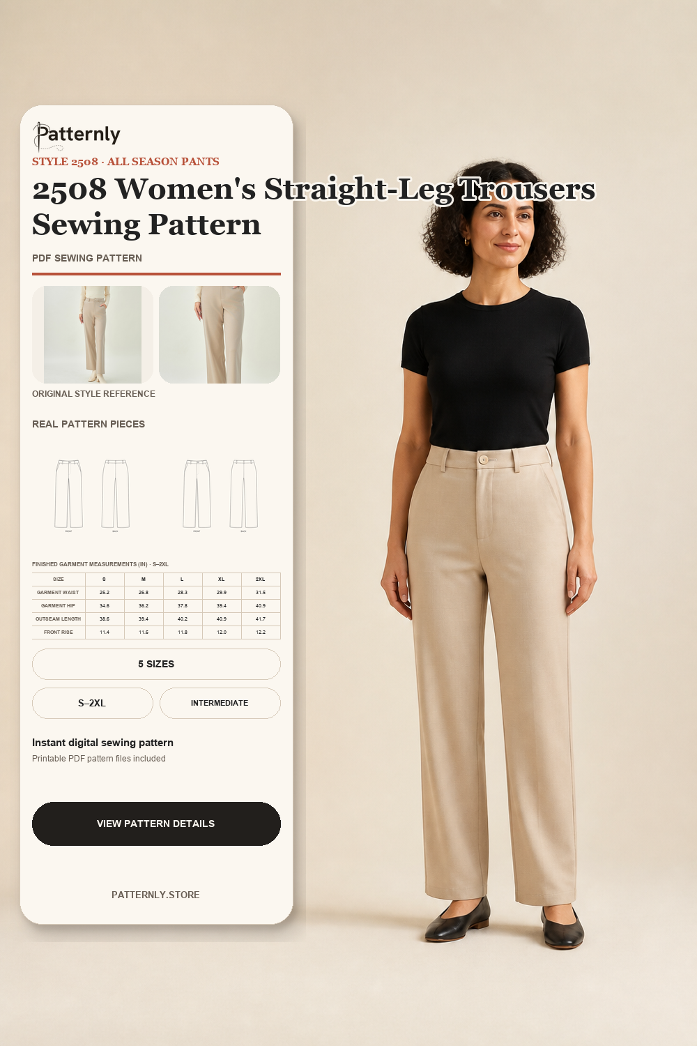 2508 Women's Straight-Leg Trousers Sewing Pattern cover