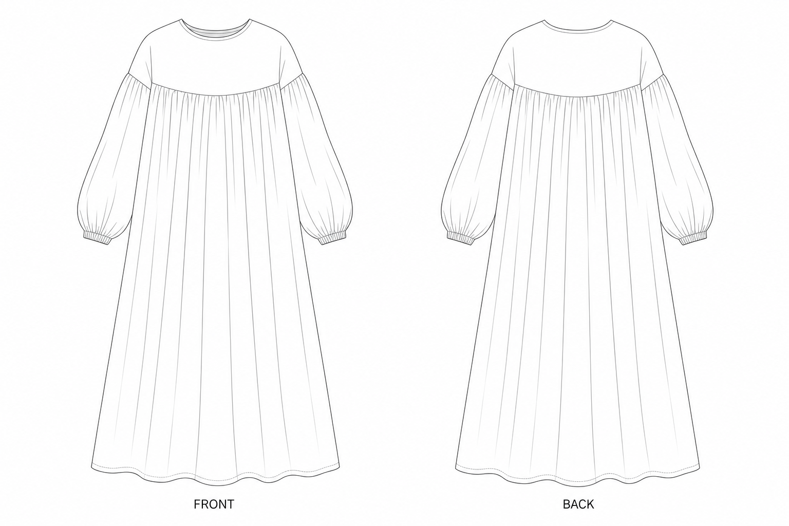 pattern-2510 front and back technical drawing