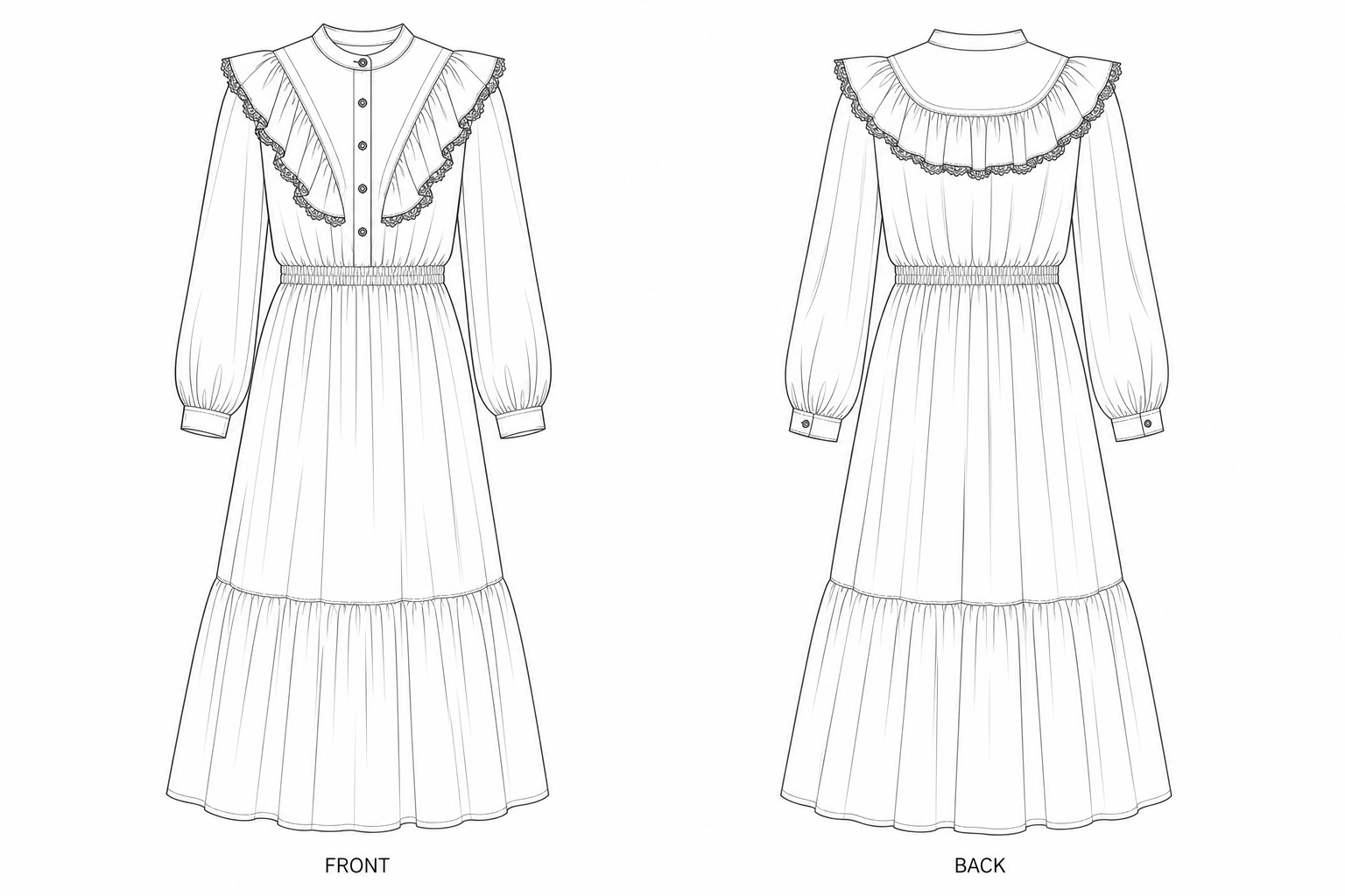 pattern-2511 front and back technical drawing