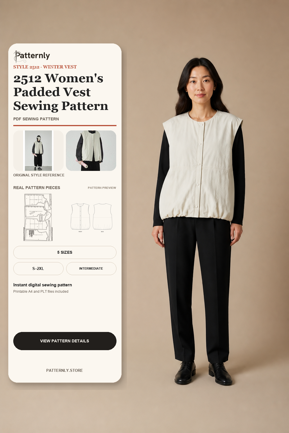 2512 Women's Padded Vest Sewing Pattern cover