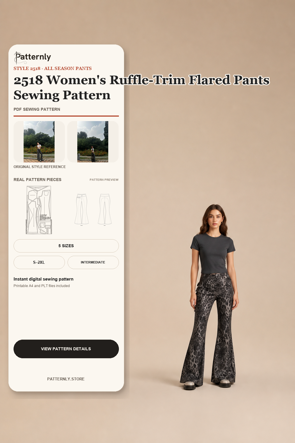 2518 Women's Ruffle-Trim Flared Pants Sewing Pattern cover