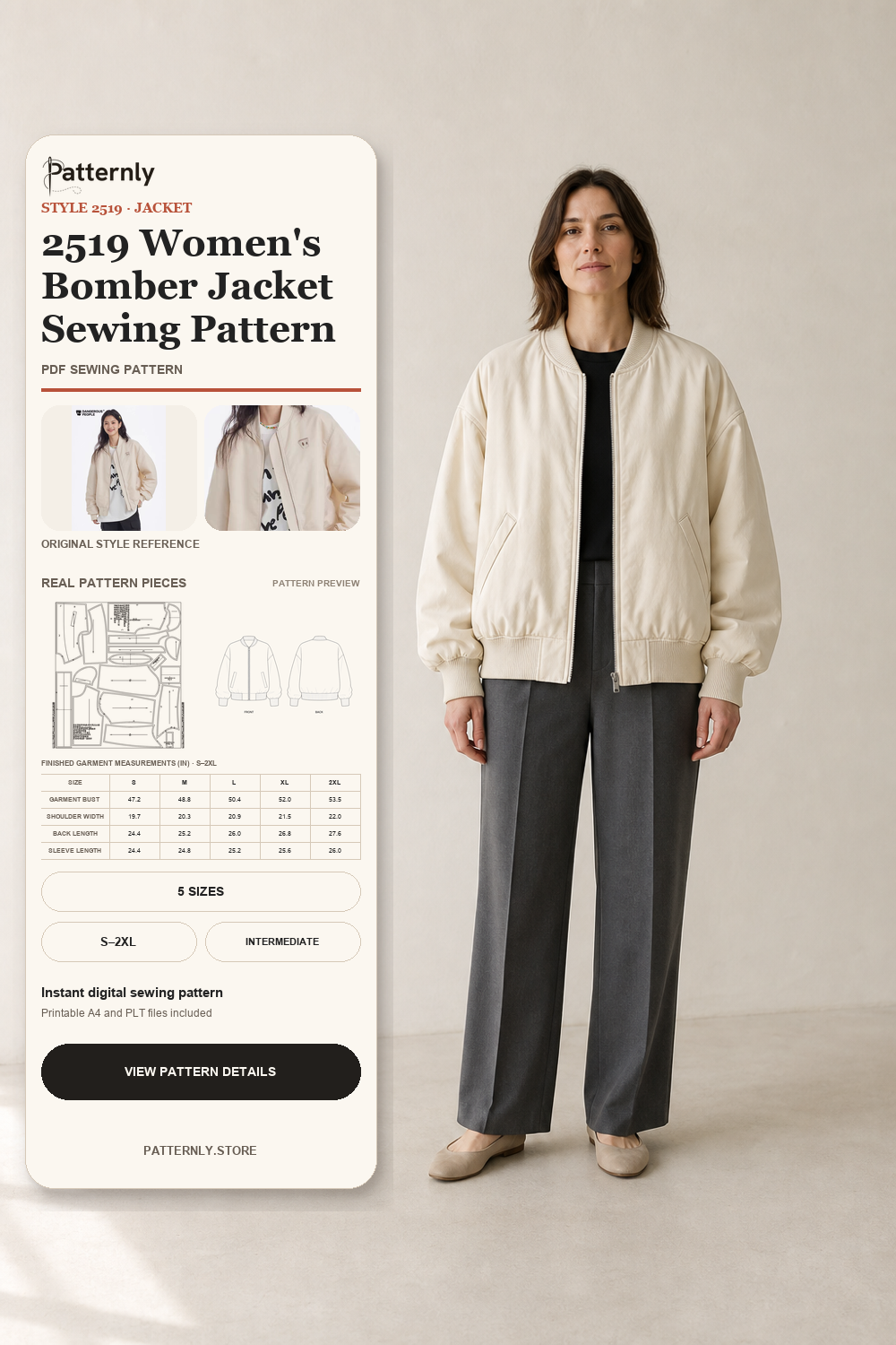 2519 Women's Bomber Jacket Sewing Pattern cover
