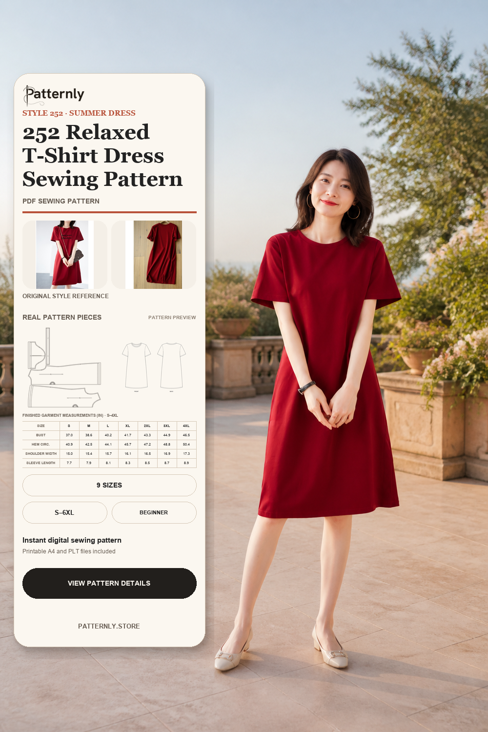 252 Relaxed T-Shirt Dress Sewing Pattern cover