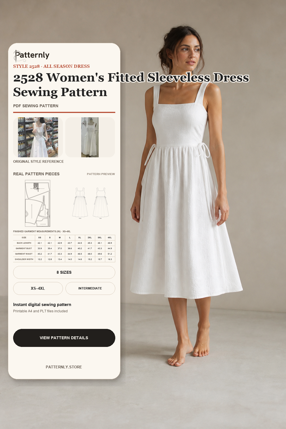 2528 Women's Fitted Sleeveless Dress Sewing Pattern cover