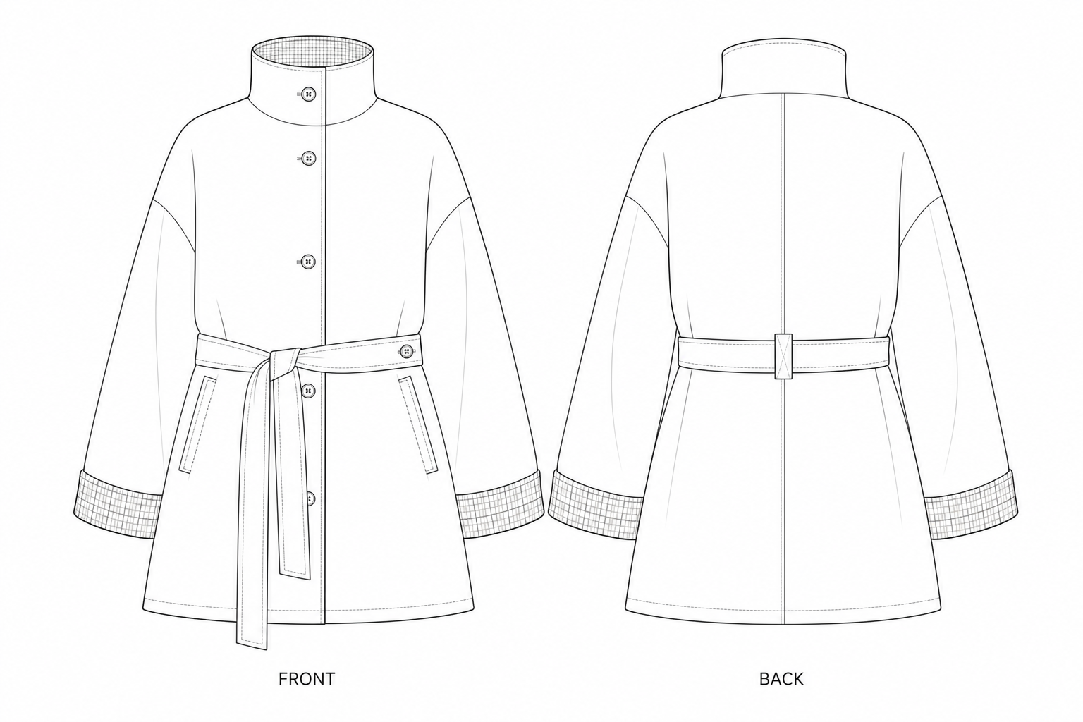 pattern-2529 front and back technical drawing